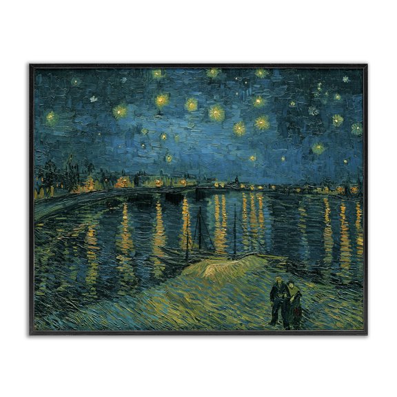 Stupell Industries Traditional Classic Starry Night Over Rhone Van Gogh Black Framed Giclee Art, 30 x 24, by Vincent Van Gogh