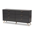 thumbnail image 2 of Baxton Studio Kelson Modern and Contemporary Dark Grey and Gold Finished Wood 6-Drawer Dresser, 2 of 10
