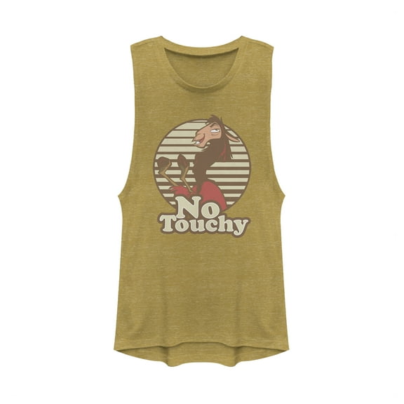 Junior's The Emperor's New Groove Kuzco No Touchy  Festival Muscle Graphic Tee Gold Heather Large