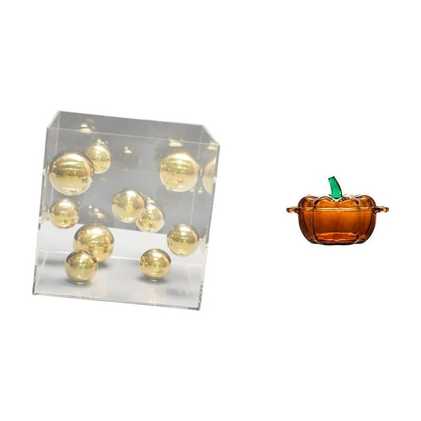 Caja cuadrada de acrílico,Adorno de bola cuadrada con cubierta acrílica para decoración del hogar,Plato de dulces,Dulcero de cristal con tapa,tarro de caramelos decorativo,para mesa de
