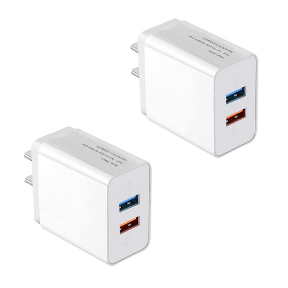 USB Wall Charger Adapter 1A/5V 2-Pack Travel Dual USB Charging Block Brick Charger Power Adapter Cube Compatible with Phone Xs/XS Max/X/8/7/6 Plus, Galaxy S9/S8/S8 Plus, Moto, Kindle, LG, HTC, Google