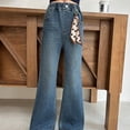 thumbnail image 6 of XXWXYD Girls Flare Jeans Kids Casual Skinny Stretc𝗁 Denim Bell Bottom Pants Streetwear High Waist Wide Leg Bottoms Slim Fit Bootcu𝗍 Fashion Comfortable Vintage, 6 of 9