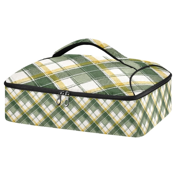 Iauyy Casserole Carrier for Hot Food Insulated Casserole Travel Carry Bag with Lid Food Warmer Bag for Party/Picnic,Green and Yellow Elements