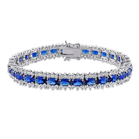 Everly Women's Created Sapphire Sterling Silver Tennis Bracelet
