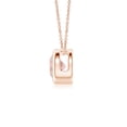 thumbnail image 2 of Angara Collier en Morganite Naturel - Pendentif Solitaire Rond en Morganite avec Lunette en Or Rose 14K pour Femmes, 2 of 8