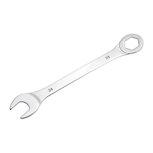 Llave combinada delgada Uxcell de 6 puntos, acero de alto carbono niquelado con espejo, 24mm