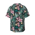 thumbnail image 2 of Vsdgher Rose Flowers Print Men's Wrinkle Free Untucked Cuban Shirt Business Casual Button Down Shirts Short Sleeve Shirt, 2 of 7