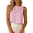 thumbnail image 1 of Gpoecd Camisole à Rayures à Col Ras du Cou pour la Plage, Sans Manches, Courte, Blouse pour l'Été Décontracté, Chemise, Camisole Grande Taille pour Femmes, Rouge, TTTG, 1 of 7