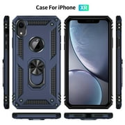 ULAK iPhone XR Case with Ring Holder, Heavy Duty Shockproof Kickstand Phone Case for Apple iPhone Xr for Men Boys Kids, Blue