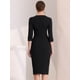 thumbnail image 4 of Vestido de tubo dividido elegante Allegra K Con Cuello Barco Y Mangas 3/4 Para Mujer Negro L, 4 of 6