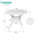 thumbnail image 2 of MEETWARM 35.4 inches Round Patio Dinning Table, Outdoor Cast Aluminum Dinning Table with 2" Umbrella Hole, White, 2 of 7