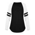 thumbnail image 5 of HAPIMO Women's Long Sleeve Shirts Round Neck Sweatshirt Relaxed-Fit Pullover Blouse Gifts for Women Striped Color Block Print Tops Casual Tee Shirt Fashion Clothing Black L, 5 of 5