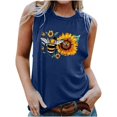 thumbnail image 2 of Fjofpr Womens Black Tank Top 2024 Women's New Loose Casual Fashion Crew-neck All-matching Printed Top Blue S, 2 of 4