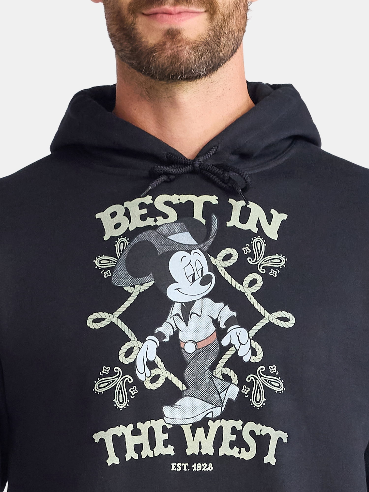 Disney Mickey Mouse Best In The West Men's and Big Men's Graphic Fleece Hoodie, Sizes S-3XL
