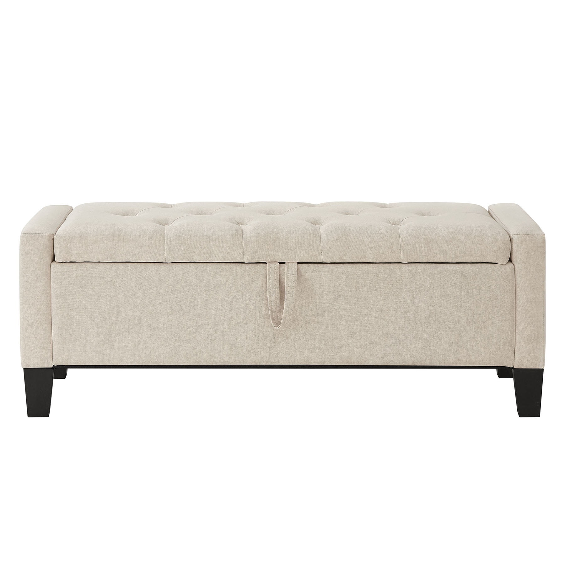 CQSXDA Upholstered Ottoman Bench in Linen with Storage and Safety Hinge for Entryway Seating and Organization