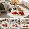 thumbnail image 6 of Cherry Round Living Room Rugs 7 ft, Oil Painting Fruit Farmhouse Daisy Linen Texture Washable Area Rug with Non-Slip Sturdy Edge Binding Round Carpet for Kitchen Office Bedroom, 6 of 9