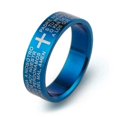 thumbnail image 1 of Anillo de acero de titanio inglés para hombres y mujeres, cruz cristiana, anillo de Biblia personalizado, anillo personalizado, anillo grabado, 1 of 4