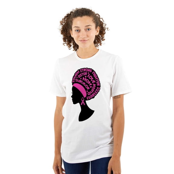 Breast Cancer Awareness Black Girl Women's Graphic T Shirt Tees Brisco Brands S