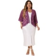 thumbnail image 3 of DARING DIVA Plus Size Bolero Outfits Lace Panel Sheer Cardigans 4X Purple, 3 of 6