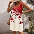 thumbnail image 3 of Vestido de Verano para las Mujeres Impresión de la Moda Bolsillo sin Mangas Cuello en V, Vestido Casual para la Playa Y Diario, 3 of 5