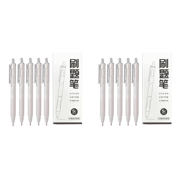 10 Pack Gel Pens 0.5mm Fine Point, Morandi Retractable Ballpoint Pens Smooth Writing, Black Ink No Smudge for Journaling - White Barrel