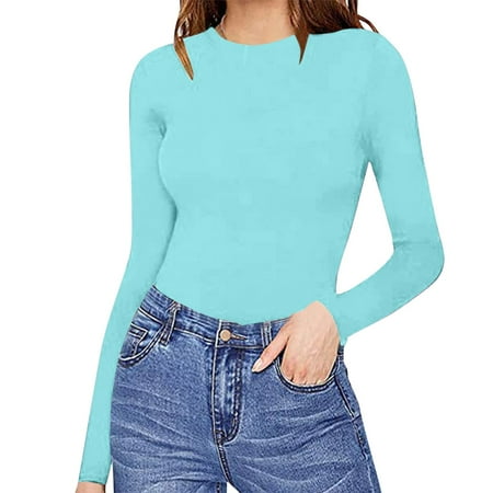 Womens Crew Neck Long Sleeve Bodysuit Comfortable Against The Skin Tops Sexy Body Suits Women Clothing Jumpsuit plus Size Jumpsuit for Women Sexy Long Sleeve Jumpsuit for Women Dressy Lace Ripple
