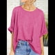 thumbnail image 4 of Camiseta Holgada Informal de Verano de Corta para Mujer. Rosa Roja M, 4 of 8