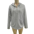 thumbnail image 6 of hotojiny Womens Oversized Sweatshirts Lightweight Drawstring Hooded Pullover Fall Long Sleeve Quarter Zip Tops Fall Spring Clothes, 6 of 6