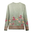 thumbnail image 4 of Kddylitq Fall Blouses For Women 2023 Trendy Green Cozy Plus Size Pullover Graphic Women Flannel Shirts Floral Print Crew Neck Printed Blouses Long Sleeve Trendy Flowers Oversized Tops 3XL, 4 of 4