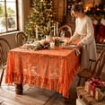 thumbnail image 3 of Christmas Ruffle Lace Tablecloth, Sheer Floral Lace Table Cover with Ruffled , Decorative Table Cloth for Holiday Wedding Dinner Party Home Decor(55Ã39in), 3 of 4