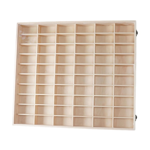 FashionCha Car Model Display Case Organizer with 60 Compartments, Spacious And Sturdy Wooden Display Case for Shop Counter, Craft Supplies, Action Figures And Mi with Lid