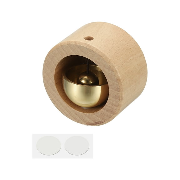 Shopkeepers Bell, Wood Chime Hanging Magnetic Door Bell Self-adhesive Hanging Jingle Doorbell for Door Opening Business When Entering Refrigerator Decoration, Beige, Mini Round