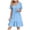 v#47BU1205, variant on Rggeeun Womens Dress Solid Color Waist Shirring Design Knee-Length Short Sleeve Crew Neck Soft Breathable Fabric Knit Loose Fit With Pleated Ruffle For Summer Work Office Classic Playwear,Bu1,L