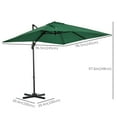 thumbnail image 3 of Outsunny Parasol Suspendu Déporté Carré 8'x8' pour Patio avec Base en Croix Vert, 3 of 10