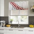 thumbnail image 4 of Baseball Curtain Valances for Windows, Kitchen Valance Window Treatments Panel 2 Pack, Red White Texture Sports Ball Minimalist Rod Pocket Short Curtains for Bathroom Bedroom 42 x 12 Inch, 4 of 8
