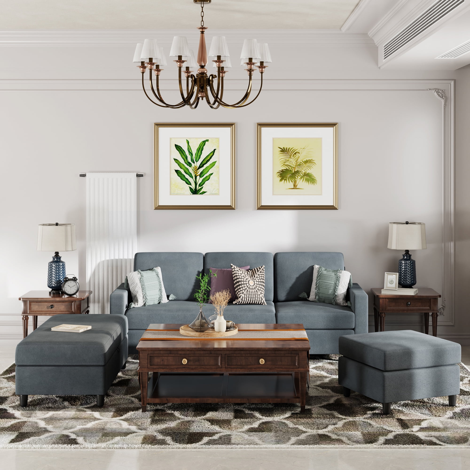 Sobaniilo Soft Couches Set, Convertible Sectional Sofa with Storage