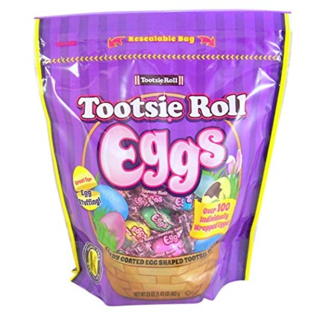 tootsie roll eggs candy coated egg shaped individually wrapped easter candy, 23 oz resealable