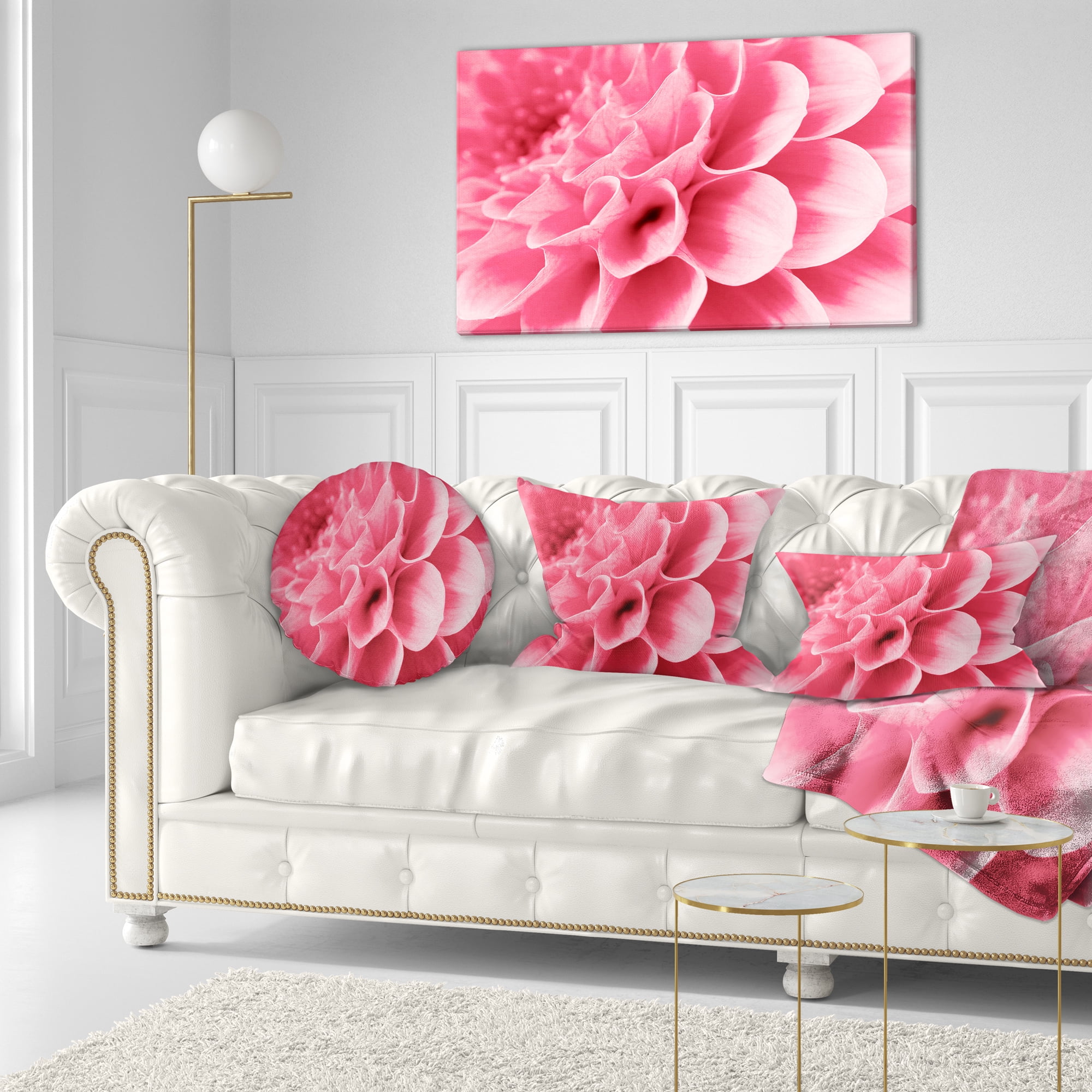 Designart Pink Abstract Flower Petals - Floral Throw Pillow - 12x20