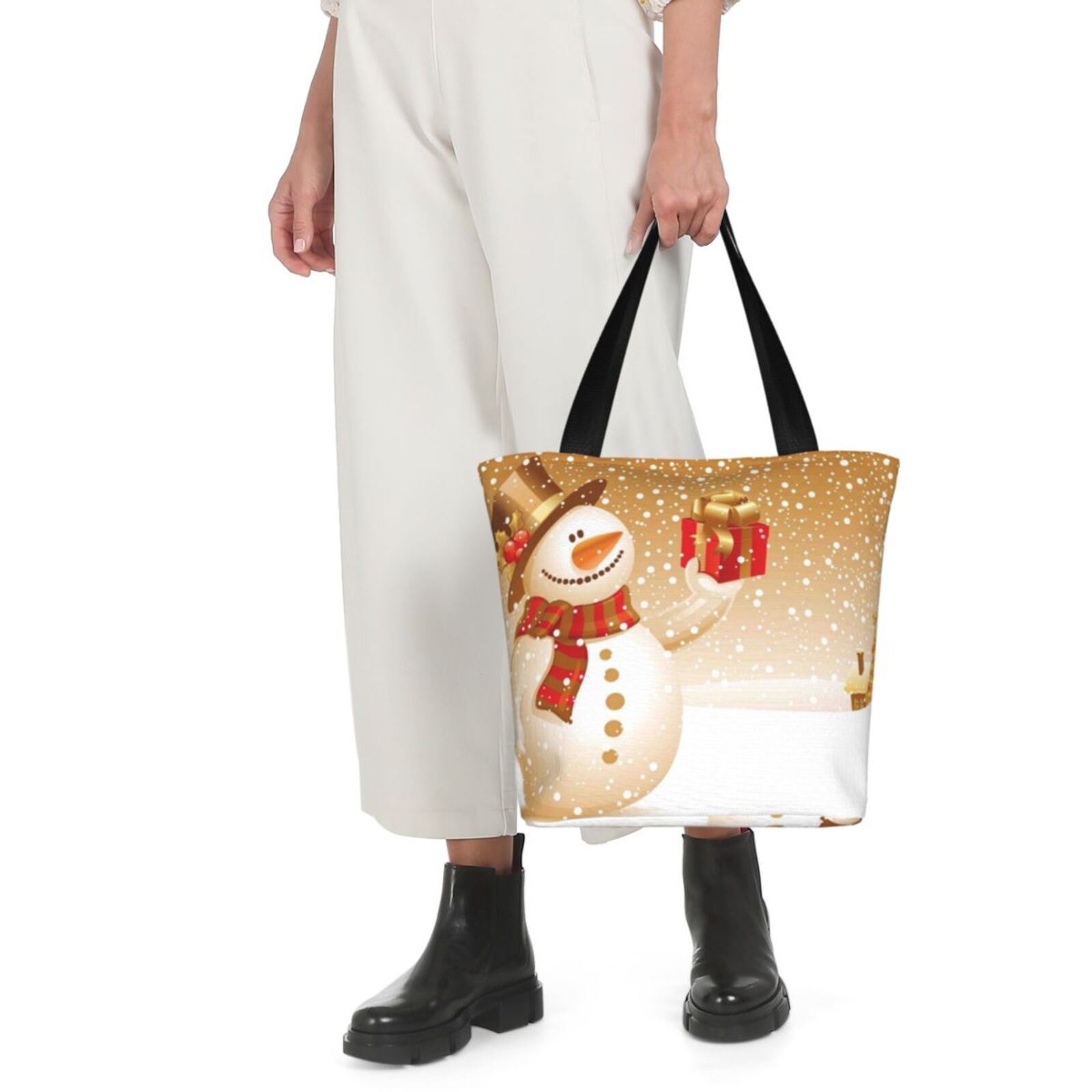 Ratiio Christmas Snowman Gift Print Shoulder Bag for Women, Polyester Crossbody Purse Lightweight Handbag for Daily Travel and Casual Use