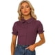 thumbnail image 1 of Blusa de algodón con volantes y cuello vuelto Allegra K Púrpura XL, 1 of 5