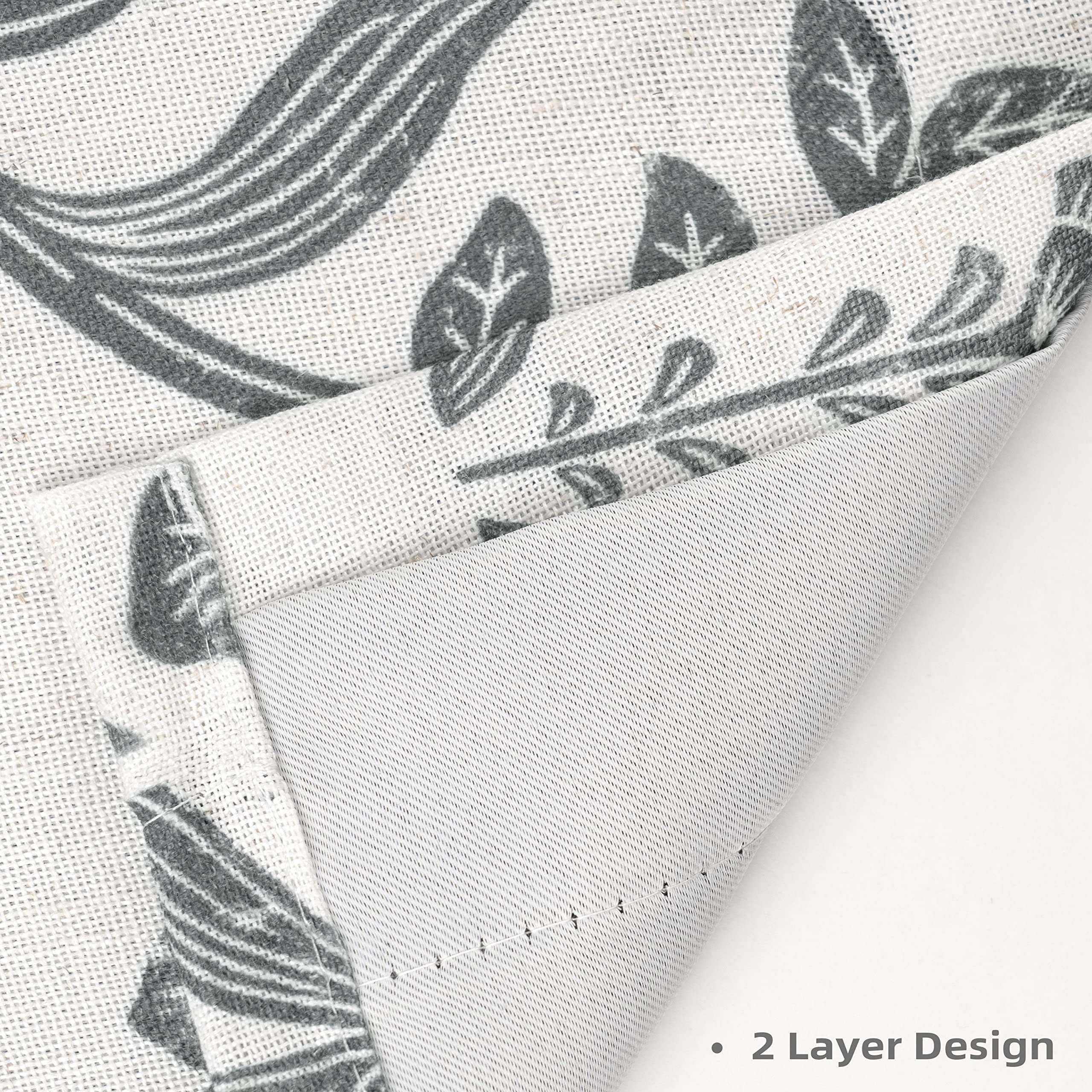 DriftAway Twyla Linen Blend Blackout Valance for Kitchen 18 Inch Length Boho Floral Printed Lined Rod Pocket Room Darkening Window Curtain Valance for Living Room Bedroom 52x18 Inch Ivory Gray