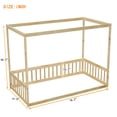 thumbnail image 7 of Canopy Floor Bed, Solid Wood Twin Size Montessori Floor Bed Frame with Safety Guardrails, Low Platform Bed for Boys Girls Adults, Natural, 7 of 7