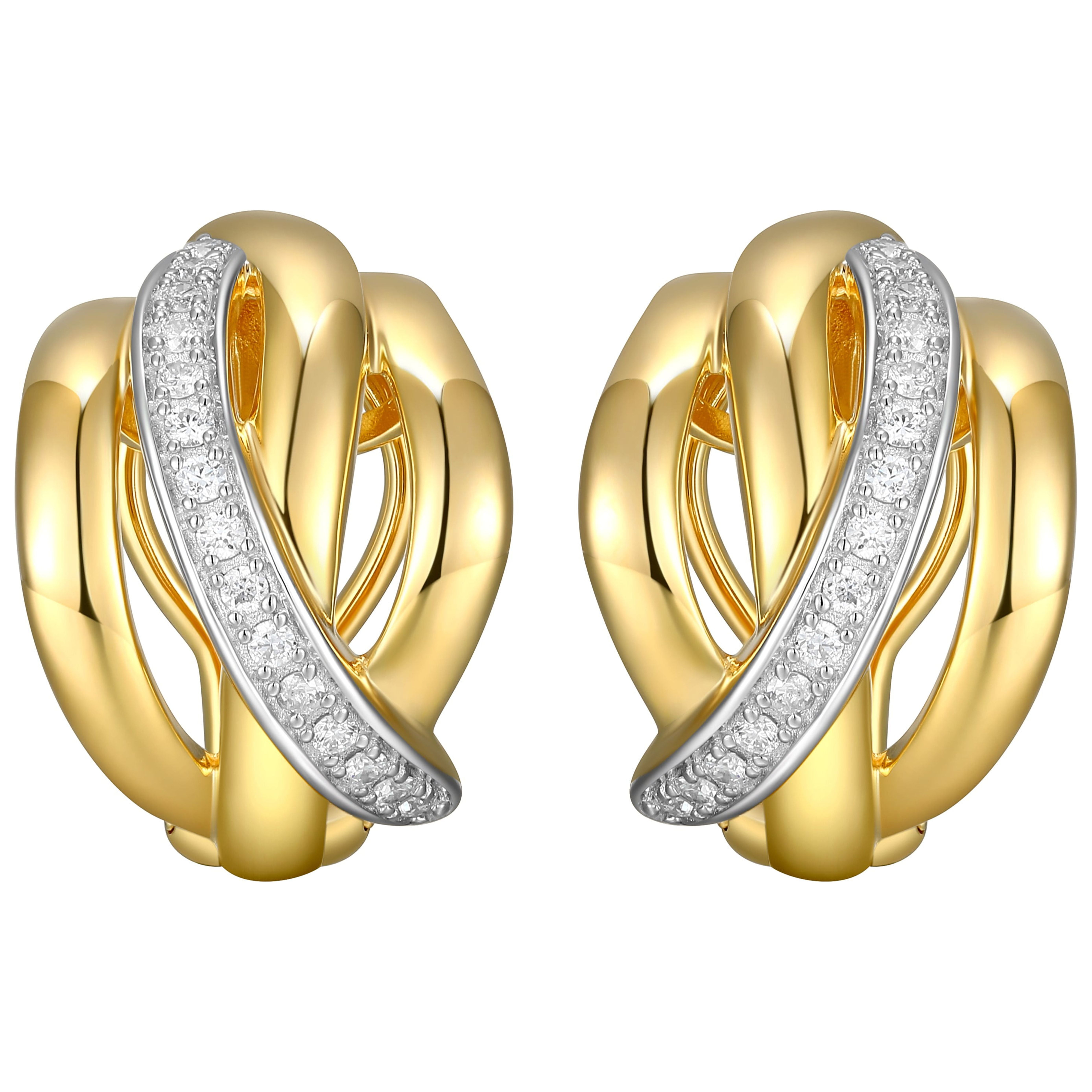 Forever Facets 3/8 CT TW Lab Grown Diamond Earrings in 18k Gold over Sterling Silver, Adult Female