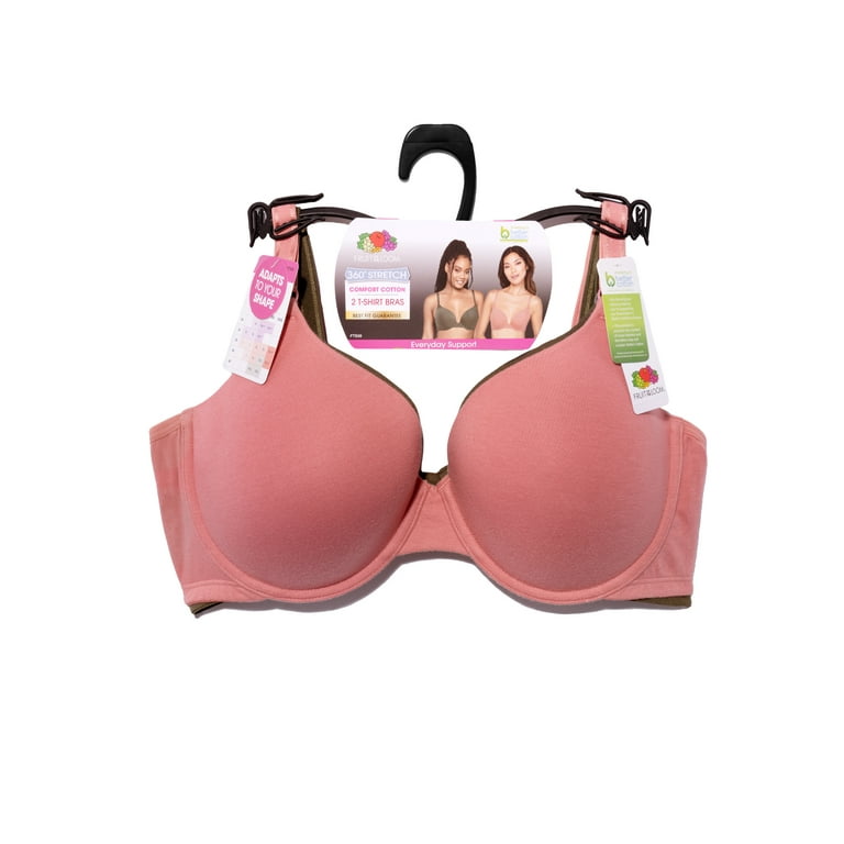 Fruit of the Loom Women's T-Shirt Bra 2 Pack, Style FT938, Sizes M to XXL 