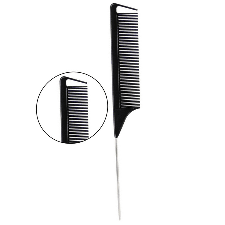 3 Pcs] Heat Resistant Rat Tail Steel Pin Teasing Comb Hair Braid Comb -  Black