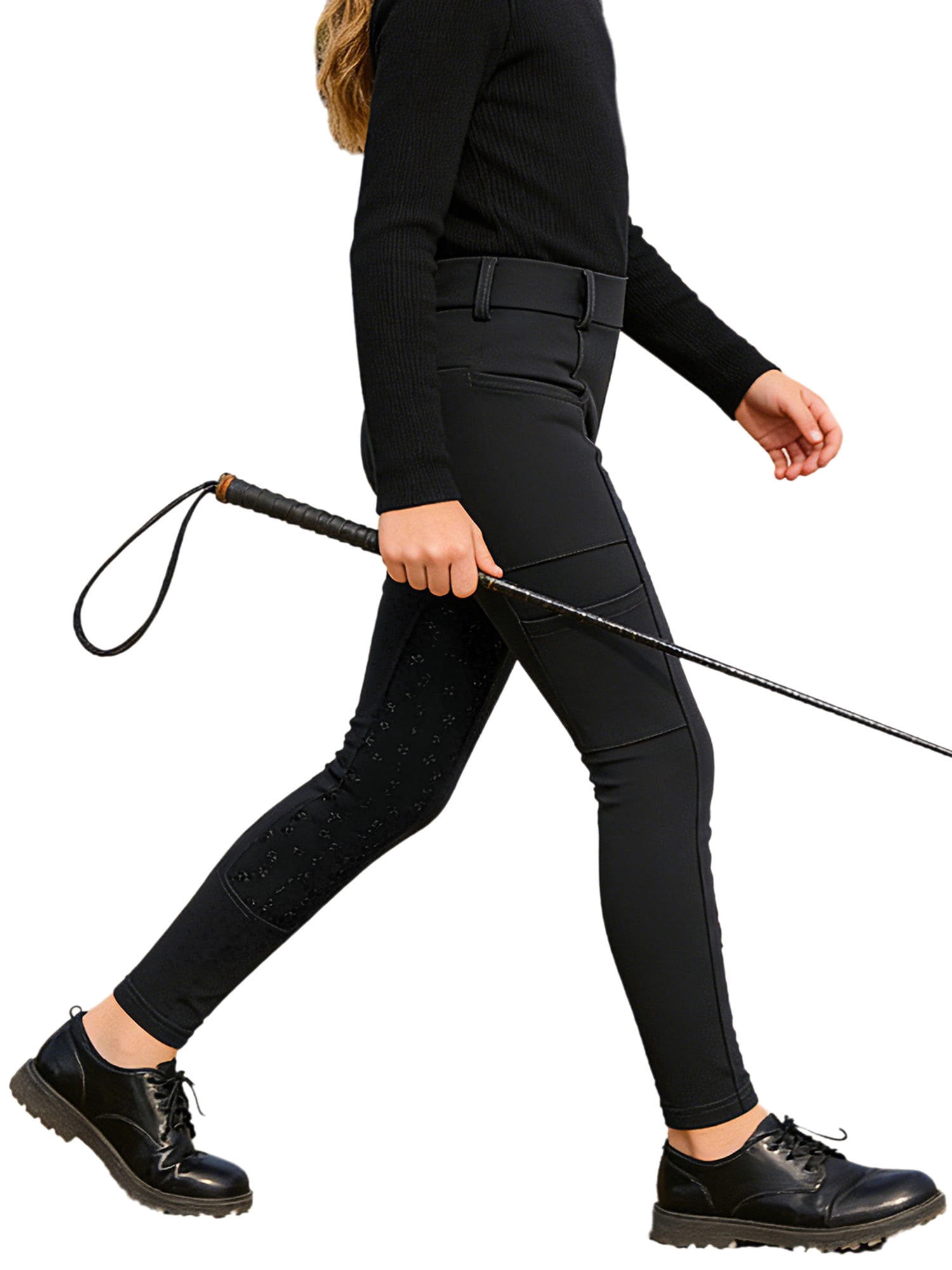Haitryli Girls Kids Riding Pants Horse Equestrian Breeches Horse Schooling Tights Full Seat Black 14