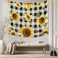 thumbnail image 5 of Summer Sunflowers Small Tapestry for Bedroom Wall Hanging Tapestry, Pastoral Black Plaid Farmhouse Ceiling Backdrop Tapestries Poster Blanket Wall Decor for Teens Room Living Room Dorm 23" x 28", 5 of 8