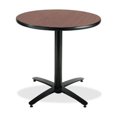 thumbnail image 1 of KFI 30" Acajou Foncé Piédestal Table Ronde avec Arqué X Base Qualité Commerciale Faite aux États-Unis, 1 of 1