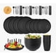 thumbnail image 1 of Vajilla Juego Cocina Paja Trigo Plato Tazas Kit 48pcs Modelo Negro, 1 of 4