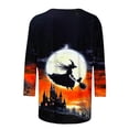 thumbnail image 3 of Halloween Shirts for Women, 3/4 Sleeve Fall Tops, Funny Witch Graphic Crew Neck Tee, Halloween Party Costume Perfect Gifts, 3 of 5